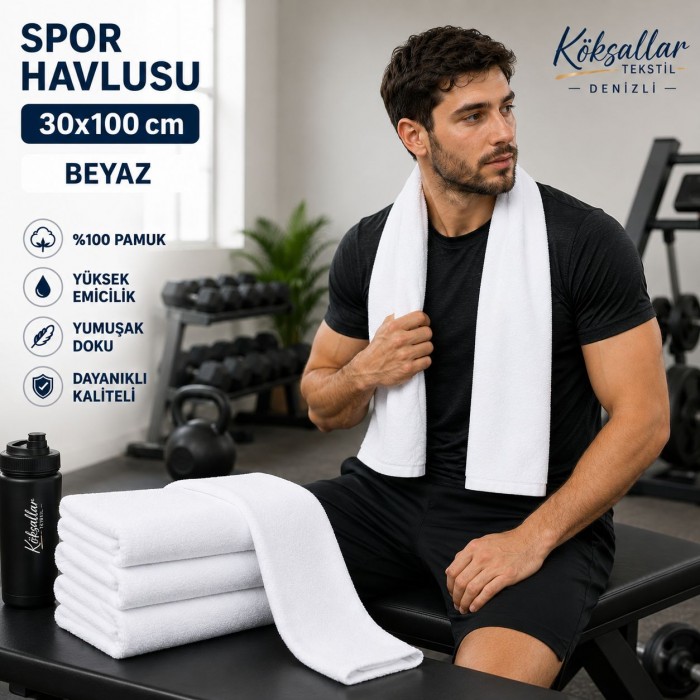 Spor Havlusu 30x100 cm Beyaz
